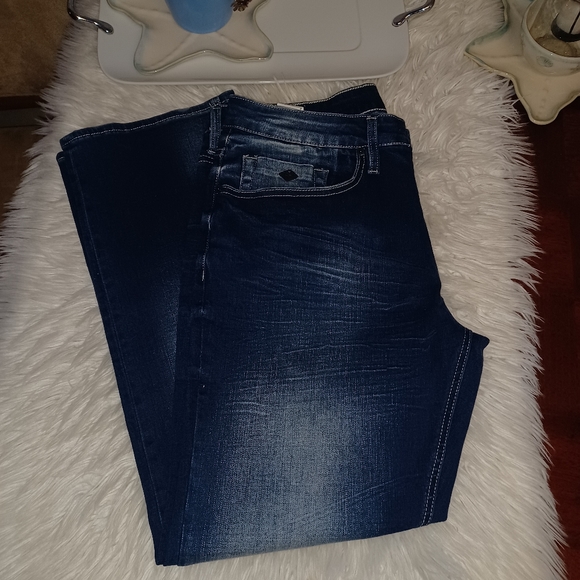 Men's 34/30 BUFFALO DAVID BITTON Six-x Straight Stretch Distressed DarkWash Jean - Picture 5 of 16